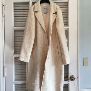 Abercrombie & Fitch Cream Textured Long Trench Coat